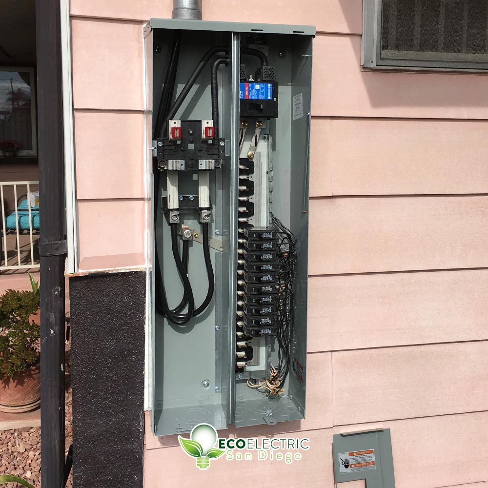 Brand new electrical panel on the side of house